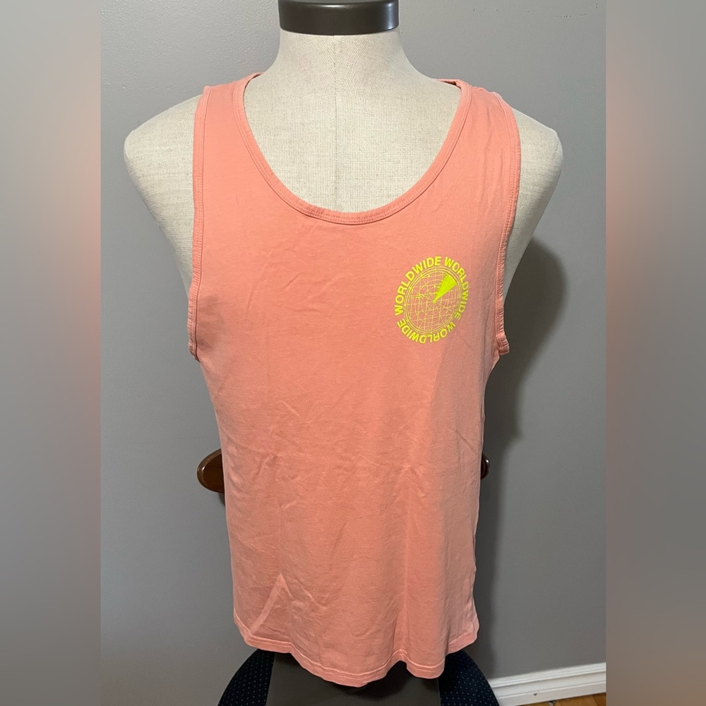 Forever 21 Coral Tank with Neon Yellow Logo